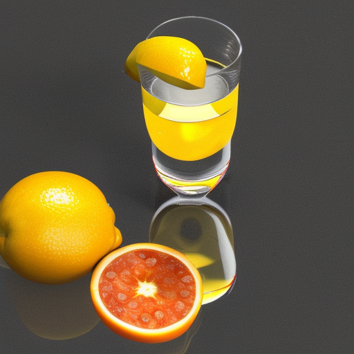 A pepperoni pizza, an apple, an orange and a glass of lemonade with lemon garnish, Photo Realistic, Octane Render, Unreal Engine, Closeup