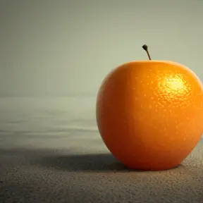 an orange and an apple, Photo Realistic, Octane Render, Unreal Engine, Centered