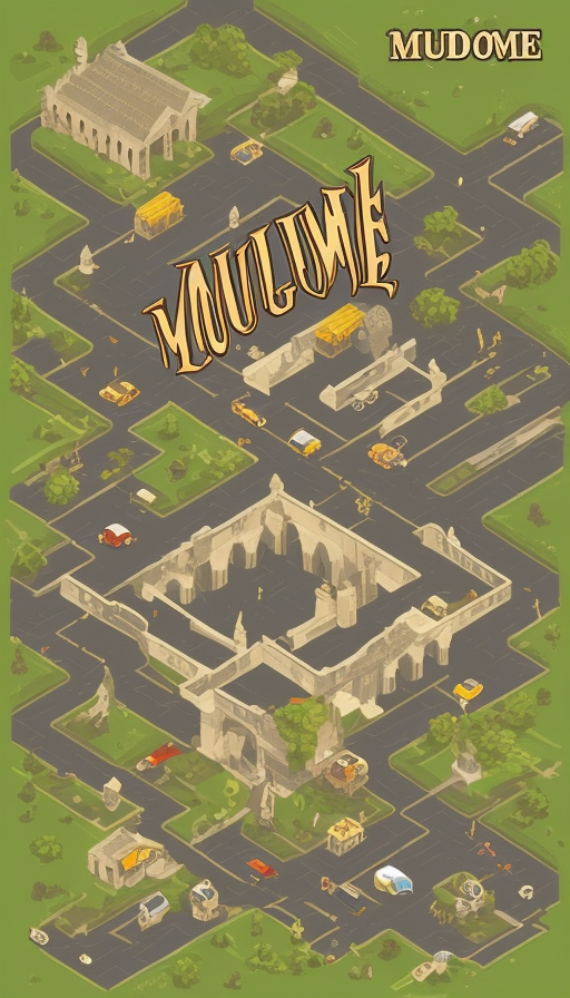 logo inspired by harry potter saying "Welcome to Mudingdale", Isometric