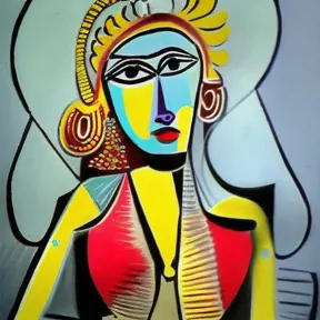 perempuan bali, Ultra Detailed, Full Body, Ethereal by Pablo Picasso