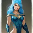 D&D concept art of gorgeous elven woman with blue hair in the style of Stefan Kostic, 8k, High Definition, Highly Detailed, Intricate, Half Body, Realistic, Sharp Focus, Fantasy, Elegant by Stanley Artgerm Lau, Luis Ricardo Falero
