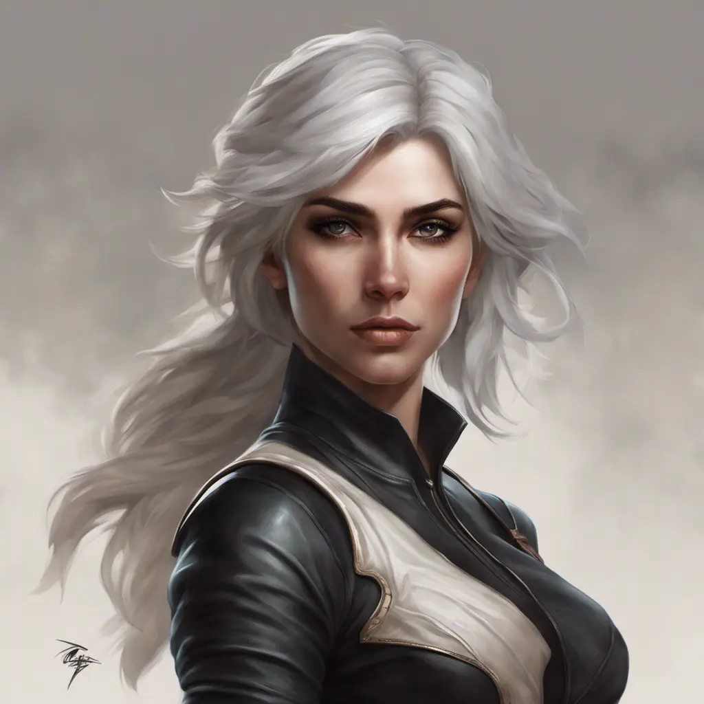 Alluring matte portrait of a beautiful Ciri wearing black leather, 8k, Highly Detailed, Intricate, Half Body, Realistic, Sharp Focus, Volumetric Lighting, Fantasy, Elegant by Stanley Artgerm Lau, Alphonse Mucha, WLOP