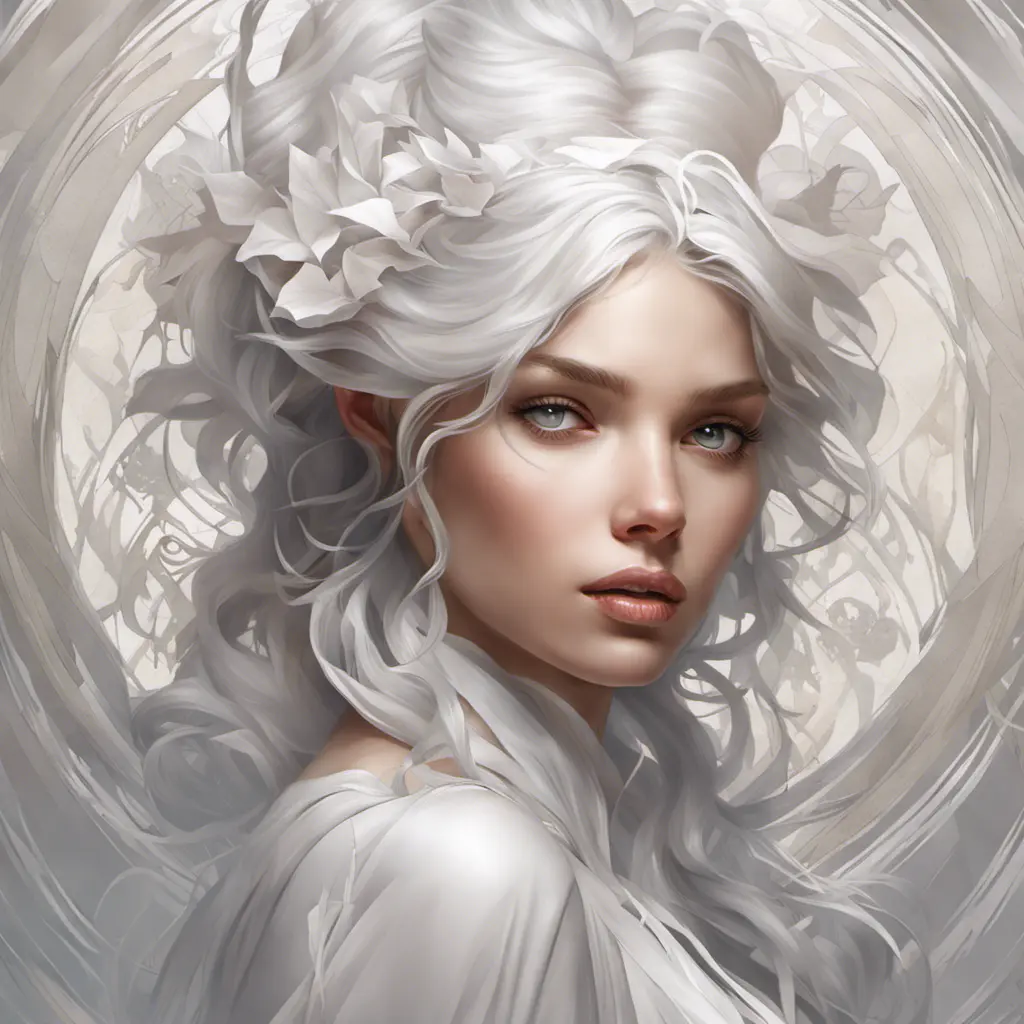 Alluring matte portrait of a beautiful A2 in white, 8k, Highly Detailed, Intricate, Half Body, Realistic, Sharp Focus, Volumetric Lighting, Fantasy, Elegant by Stanley Artgerm Lau, Alphonse Mucha, WLOP, Stefan Kostic