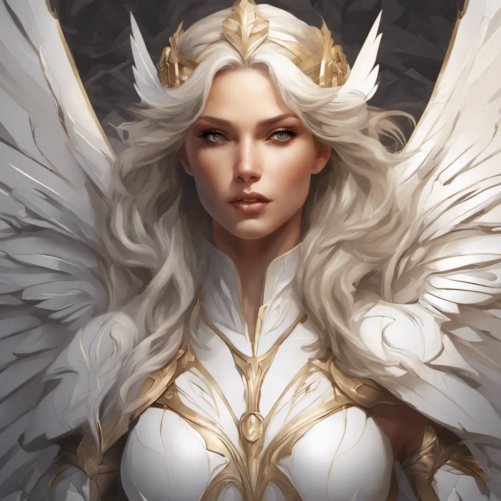 Alluring matte portrait of the beautiful Kayle in white, 8k, Highly Detailed, Intricate, Realistic, Sharp Focus, Volumetric Lighting, Fantasy, Elegant by Stanley Artgerm Lau, Alphonse Mucha, WLOP, Stefan Kostic