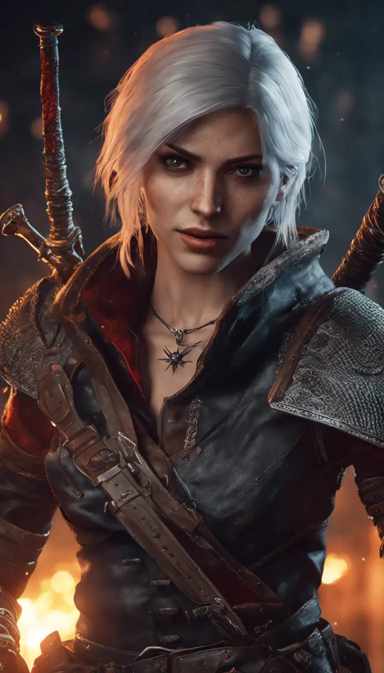 Female rouge assassin in The Witcher 3 Style, 4k, Highly Detailed, Beautiful, Cinematic Lighting, Sharp Focus, Volumetric Lighting, Closeup Portrait, Concept Art