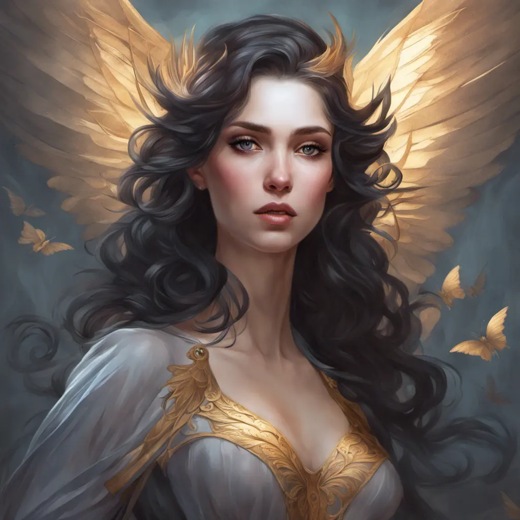 Alluring matte portrait of a beautiful Morgana with wings, 8k, Highly Detailed, Intricate, Half Body, Realistic, Sharp Focus, Volumetric Lighting, Fantasy, Elegant by Stanley Artgerm Lau, Alphonse Mucha, WLOP