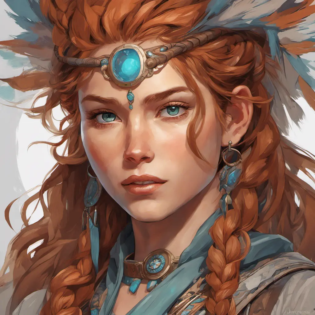 Anime portrait of Aloy, Highly Detailed, Intricate, Artstation, Beautiful, Digital Painting, Sharp Focus, Concept Art, Elegant by Alphonse Mucha