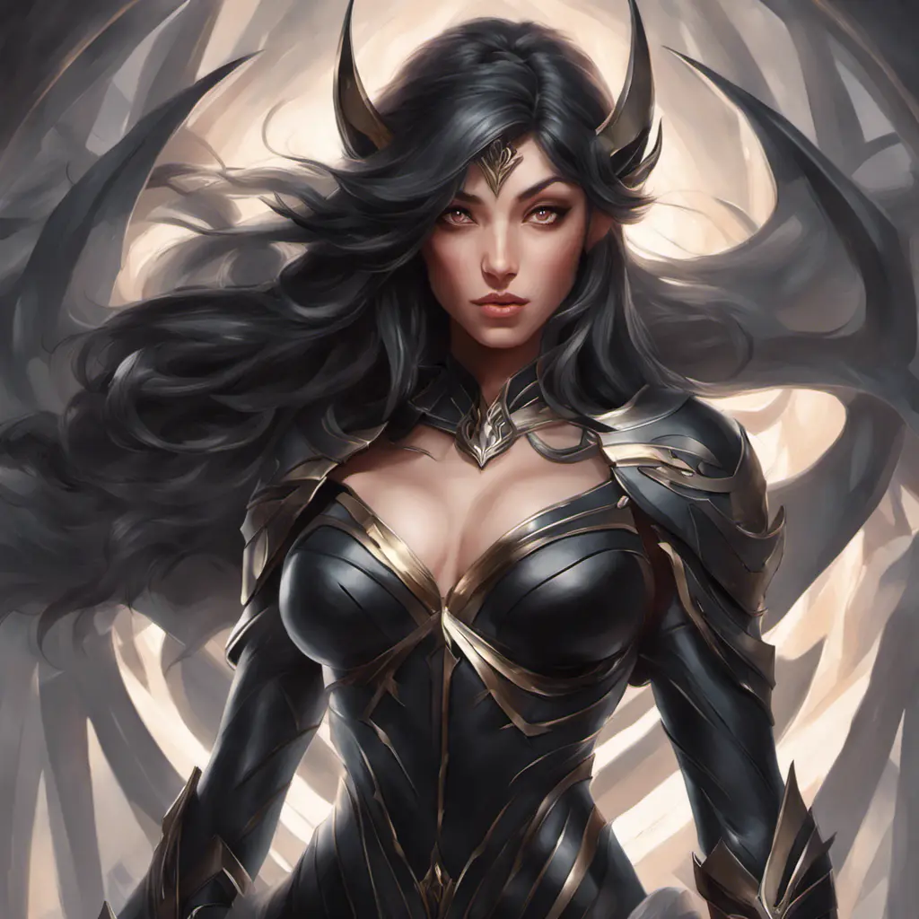 Alluring matte portrait of a fierce beautiful Irelia in black, 8k, Highly Detailed, Intricate, Half Body, Realistic, Sharp Focus, Volumetric Lighting, Fantasy, Elegant by Stanley Artgerm Lau, WLOP, Stefan Kostic