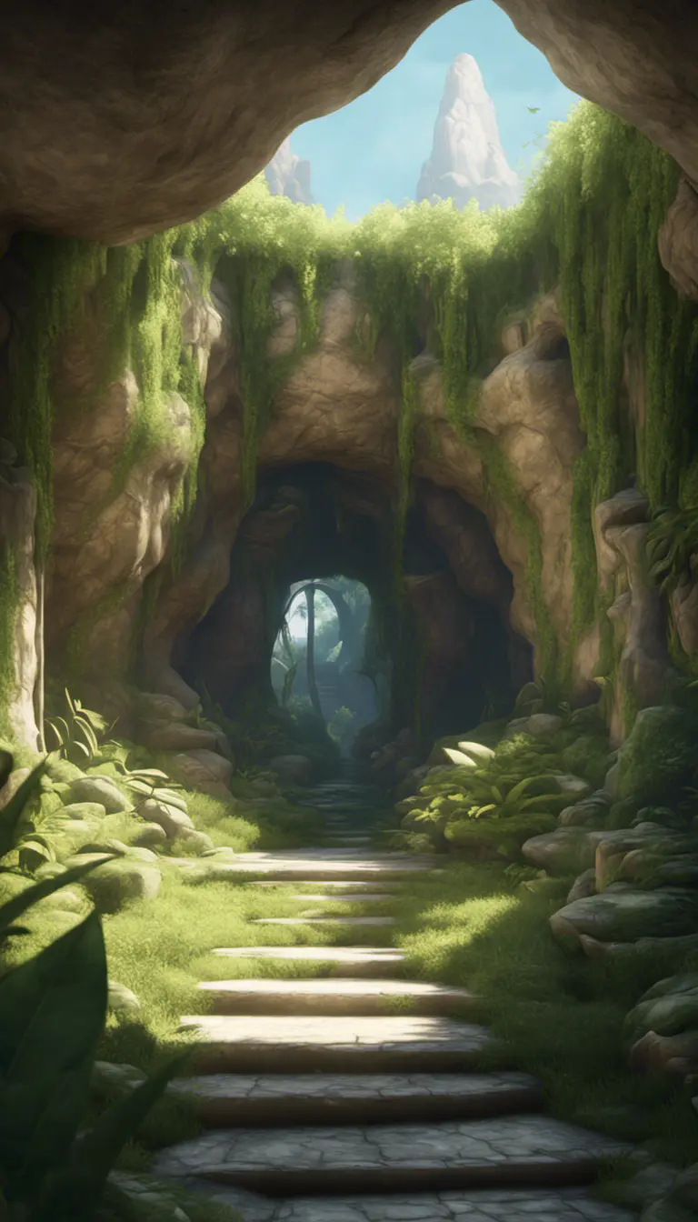 Arc hallway for secret overwatch habitation quarters carved inside a cave surrounding a lush garden, 8k, Trending on Artstation, Minimalism, Unimaginable Beauty, Sharp Focus, 3D Rendering, Unreal Engine, Natural Light, Concept Art, Naturalism