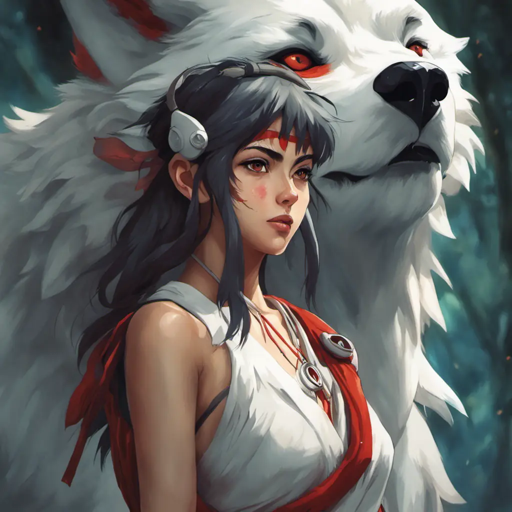 Alluring portrait of princess mononoke, 4k, 4k resolution, 8k, Hyper Detailed, Anime by Stanley Artgerm Lau, Stefan Kostic