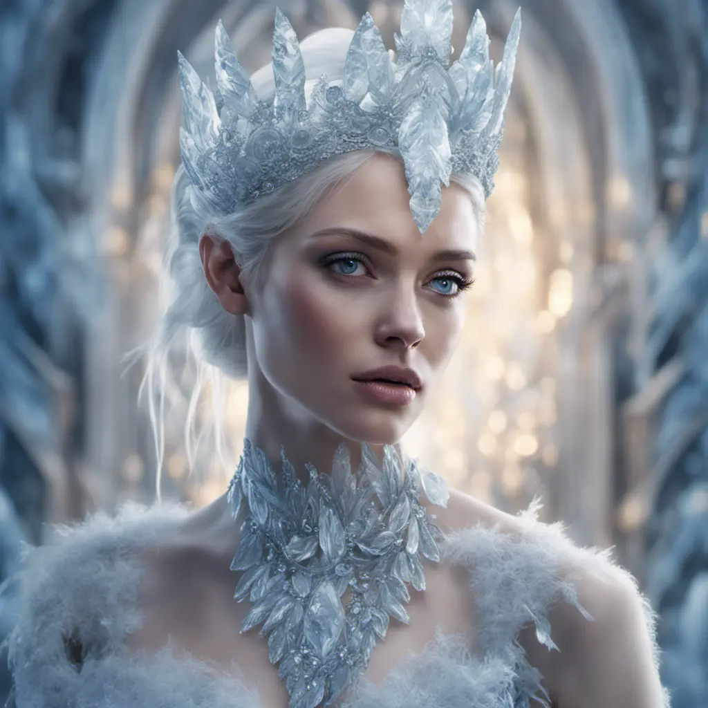 Alluring highly detailed matte portrait of a beautiful ice queen in the style of Stefan Kostic, 8k, High Definition, Highly Detailed, Intricate, Half Body, Realistic, Sharp Focus, Fantasy, Elegant