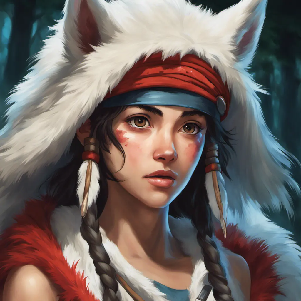 portrait of princess mononoke, 4k, 4k resolution, 8k, Hyper Detailed, Anime by Stanley Artgerm Lau