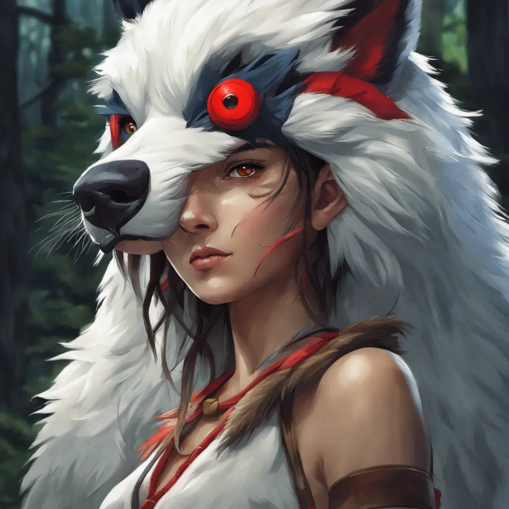 portrait of princess mononoke, 4k, 4k resolution, 8k, Hyper Detailed, Anime by Stanley Artgerm Lau