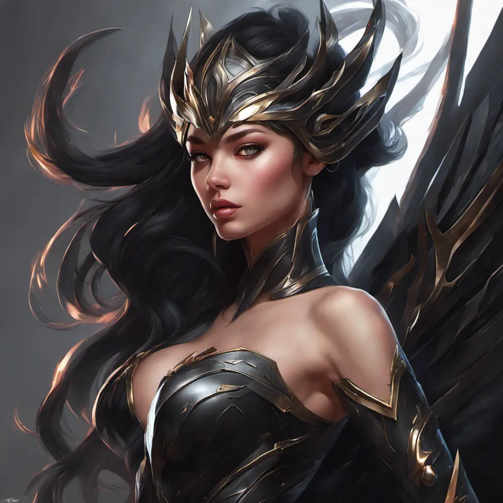 Alluring matte portrait of a fierce beautiful Irelia in black, 8k, Highly Detailed, Intricate, Half Body, Realistic, Sharp Focus, Volumetric Lighting, Fantasy, Elegant by Stanley Artgerm Lau, WLOP, Stefan Kostic