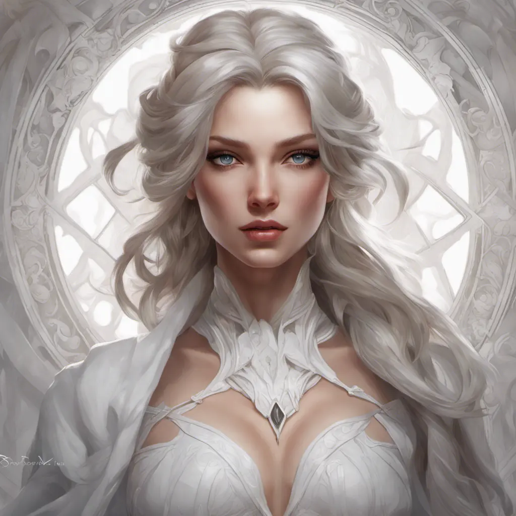 Alluring matte portrait of the beautiful Katarina in white, 8k, Highly Detailed, Intricate, Realistic, Sharp Focus, Volumetric Lighting, Fantasy, Elegant by Stanley Artgerm Lau, Alphonse Mucha, WLOP, Stefan Kostic