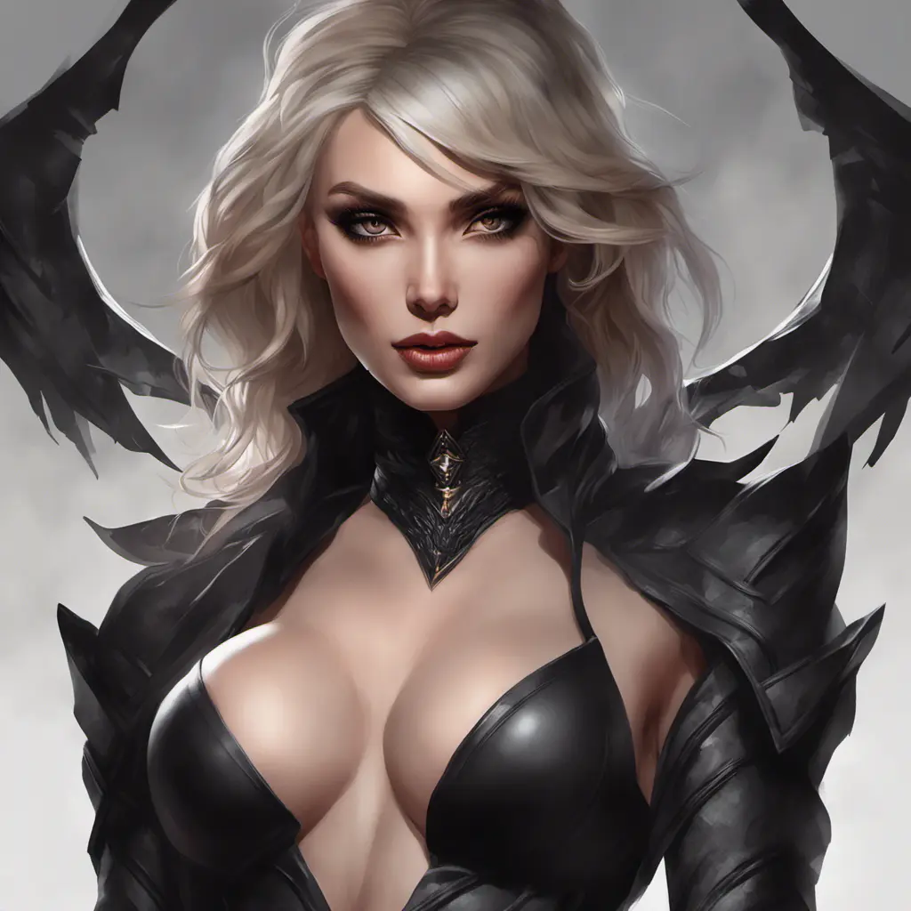 Alluring matte portrait of a fierce beautiful Quinn in black, 8k, Highly Detailed, Intricate, Half Body, Realistic, Sharp Focus, Volumetric Lighting, Fantasy, Elegant by Stanley Artgerm Lau, WLOP, Stefan Kostic