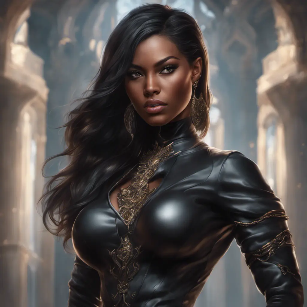 Alluring matte portrait of a fierce beautiful Samira in black, 8k, Highly Detailed, Intricate, Half Body, Realistic, Sharp Focus, Volumetric Lighting, Fantasy, Elegant by Stanley Artgerm Lau, WLOP, Stefan Kostic