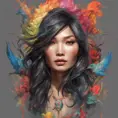 Gemma Chan, colorful painting on grey scale face, powerful, magic, thunders, dramatic lighting, intricate tattoos, wild, highly detailed, digital painting, artstation, concept art, smooth, sharp focus, illustration, art by artgerm and greg rutkowski and alphonse mucha, footage, 4k, Hyper Detailed