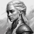 Black & White portrait of Daenerys Targaryen, Highly Detailed, Intricate, Artstation, Beautiful, Digital Painting, Sharp Focus, Concept Art, Elegant