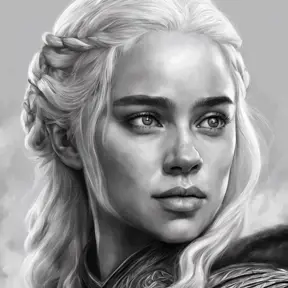 Black & White portrait of Daenerys Targaryen, Highly Detailed, Intricate, Artstation, Beautiful, Digital Painting, Sharp Focus, Concept Art, Elegant