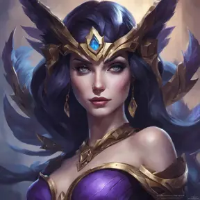 Alluring matte portrait of a beautiful Morgana from League of Legends in the style of Stefan Kostic, 8k, High Definition, Highly Detailed, Intricate, Half Body, Realistic, Sharp Focus, Fantasy, Elegant
