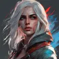 Ciri from The Witcher in Assassin's Creed style, Highly Detailed, Vibrant Colors, Ink Art, Fantasy, Dark by WLOP