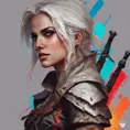 Ciri from The Witcher in Assassin's Creed style, Highly Detailed, Vibrant Colors, Ink Art, Fantasy, Dark by WLOP