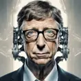 Alluring portrait of Bill Gates with a robot eye, High Definition, High Resolution, Intricate Details, Ultra Detailed, Cybernatic and Sci-Fi, Half Body, Biomechanical, Futuristic, Sci-Fi, Science Fiction, Matte Painting, Sharp Focus by Stefan Kostic