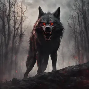 large evil wolf howling, red eyes, big teeth, 4k, 4k resolution, 8k, Eldritch, Foreboding, HD, High Definition, High Resolution, Highly Detailed, HQ, Digital Illustration, Matte Painting, Spring, Fantasy, Apocalyptic, Doom, Ominous, Terrifying, Threatening, Unnerving by Stefan Kostic