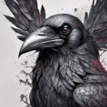 Raven, Highly Detailed, Intricate, Color Splash, Ink Art, Fantasy, Dark by Stanley Artgerm Lau