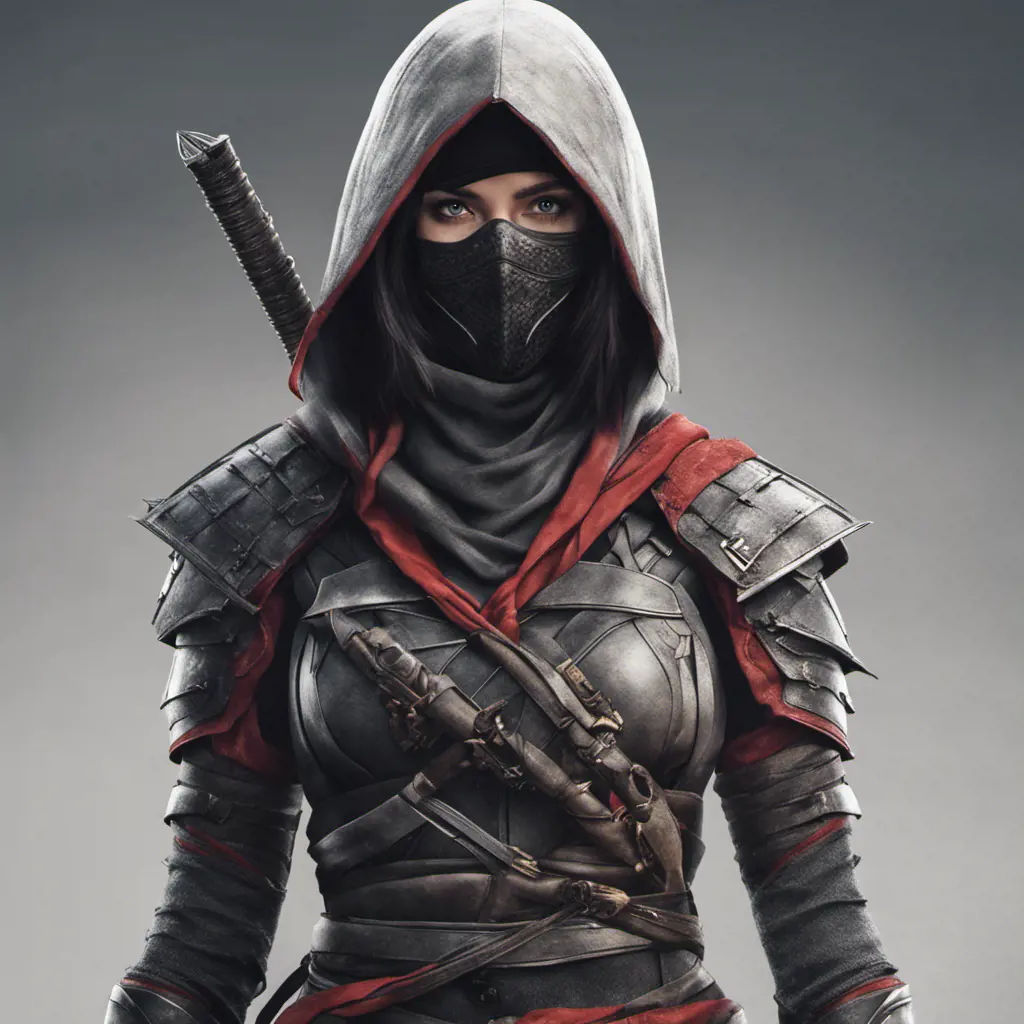 Alluring highly detailed matte portrait of beautiful female ninja wearing Assassin Creed armor in the style of Stefan Kostic, 8k, High Definition, Highly Detailed, Intricate, Half Body, Realistic, Sharp Focus, Fantasy, Elegant
