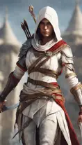 Kassandra from Assassins Creed in white armor, 8k, Highly Detailed, Artstation, Beautiful, Digital Illustration, Sharp Focus, Unreal Engine, Concept Art