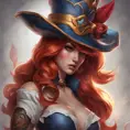 Matte portrait of Miss Fortune from League of Legends with tattoos, 8k, Highly Detailed, Powerful, Alluring, Artstation, Magical, Digital Painting, Photo Realistic, Sharp Focus, Volumetric Lighting, Concept Art by Stanley Artgerm Lau, Alphonse Mucha, Greg Rutkowski