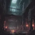 Hyper Detailed illustration of an eerie dystopian underground dungeon, 8k, Gothic and Fantasy, Horror, Epic, Sharp Focus, Deviantart by Alena Aenami