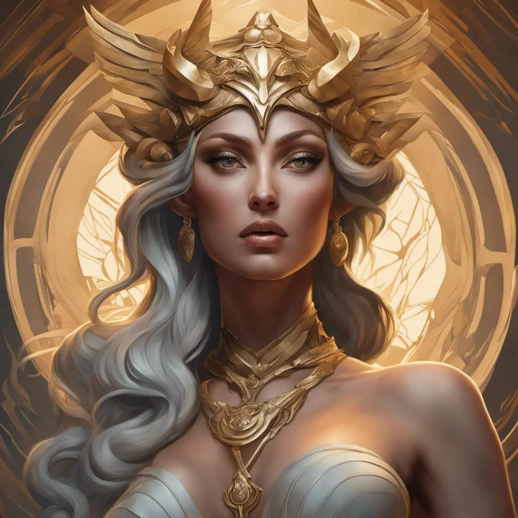 Alluring matte portrait of a fierce goddess Hera in the style of Stefan Kostic, 8k, Highly Detailed, Intricate, Realistic, Sharp Focus, Volumetric Lighting, Fantasy, Elegant by Stanley Artgerm Lau, Alphonse Mucha, WLOP