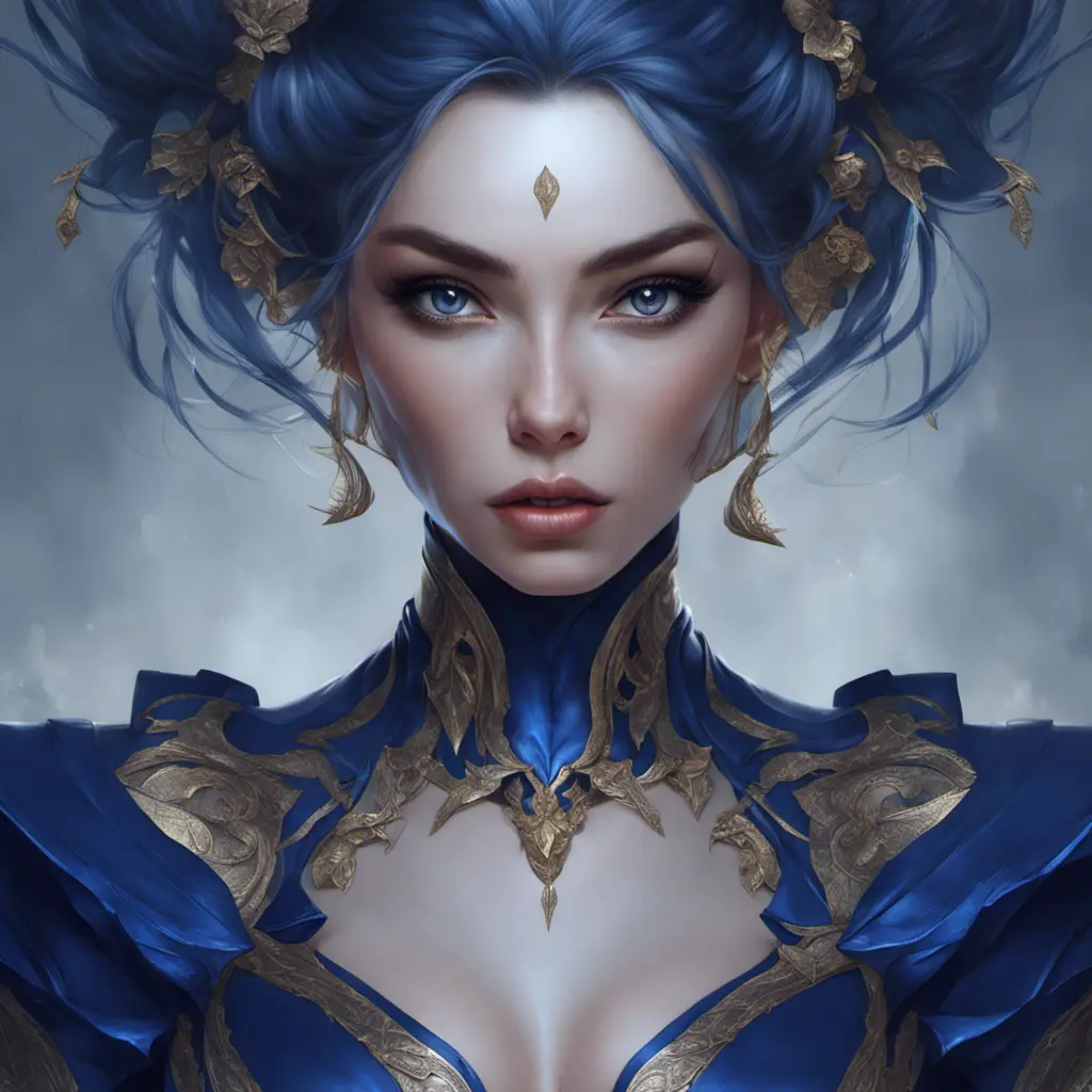 Alluring matte portrait of a fierce beautiful Lyx in dark blue, 8k, Highly Detailed, Intricate, Half Body, Realistic, Sharp Focus, Volumetric Lighting, Fantasy, Elegant by Stanley Artgerm Lau, WLOP, Stefan Kostic