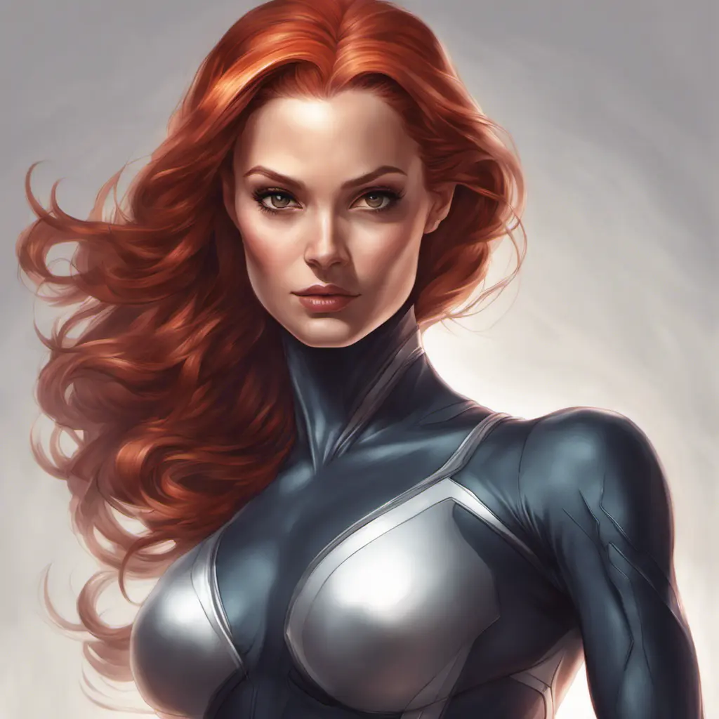 Alluring matte portrait of a beautiful Jean Grey from X-Men, 8k, Highly Detailed, Intricate, Half Body, Realistic, Sharp Focus, Volumetric Lighting, Fantasy, Elegant by Stanley Artgerm Lau