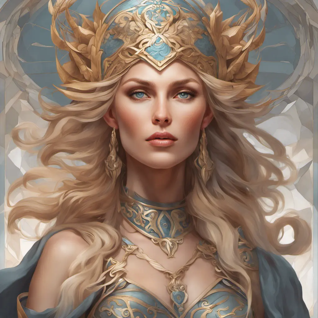 Alluring matte portrait of the beautiful norse goddess Freyja in the style of Stefan Kostic, 8k, Highly Detailed, Intricate, Realistic, Sharp Focus, Volumetric Lighting, Fantasy, Elegant by Stanley Artgerm Lau, Alphonse Mucha, WLOP