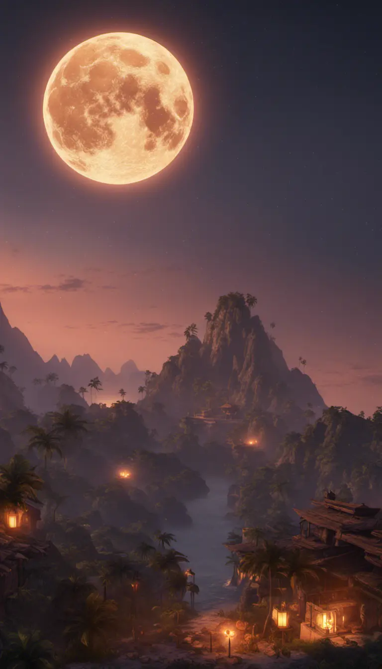 moonrise over the equator, Highly Detailed, Intricate, Cinematic Lighting, Unreal Engine, Radiant, Fantasy