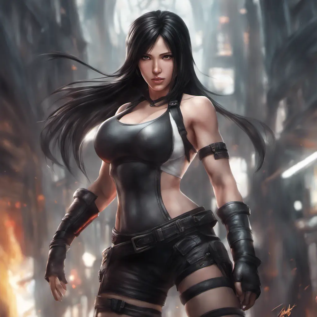 Alluring matte portrait of a beautiful Tifa Lockhart, 8k, Highly Detailed, Intricate, Half Body, Realistic, Sharp Focus, Volumetric Lighting, Fantasy, Elegant by Stanley Artgerm Lau, WLOP