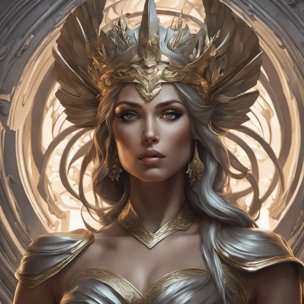 Alluring matte portrait of a fierce goddess Hera in the style of Stefan Kostic, 8k, Highly Detailed, Intricate, Realistic, Sharp Focus, Volumetric Lighting, Fantasy, Elegant by Stanley Artgerm Lau, Alphonse Mucha, WLOP