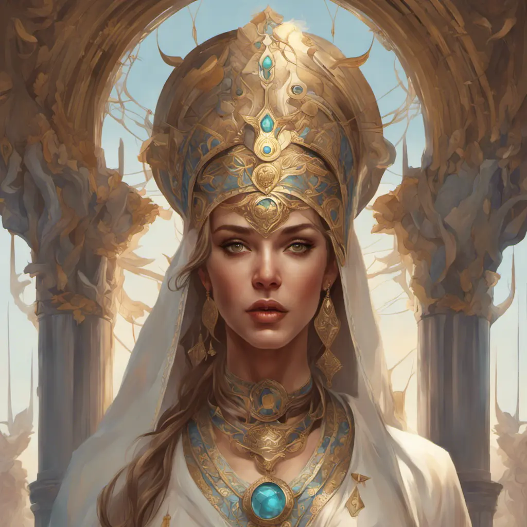 Full body portrait of a beautiful priestess goddess, 8k, Highly Detailed, Intricate, Artstation, Symmetry, Pretty Face, Digital Painting, Illustration, Sharp Focus, Smooth, Concept Art, Elegant by Stanley Artgerm Lau, Alphonse Mucha, Greg Rutkowski