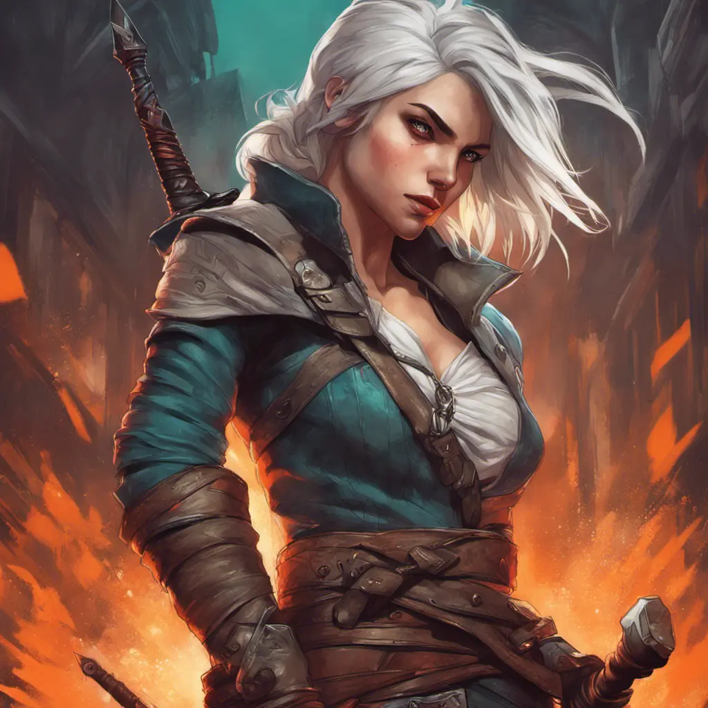 Ciri from The Witcher in Assassin's Creed style, Highly Detailed, Vibrant Colors, Ink Art, Fantasy, Dark by Stanley Artgerm Lau