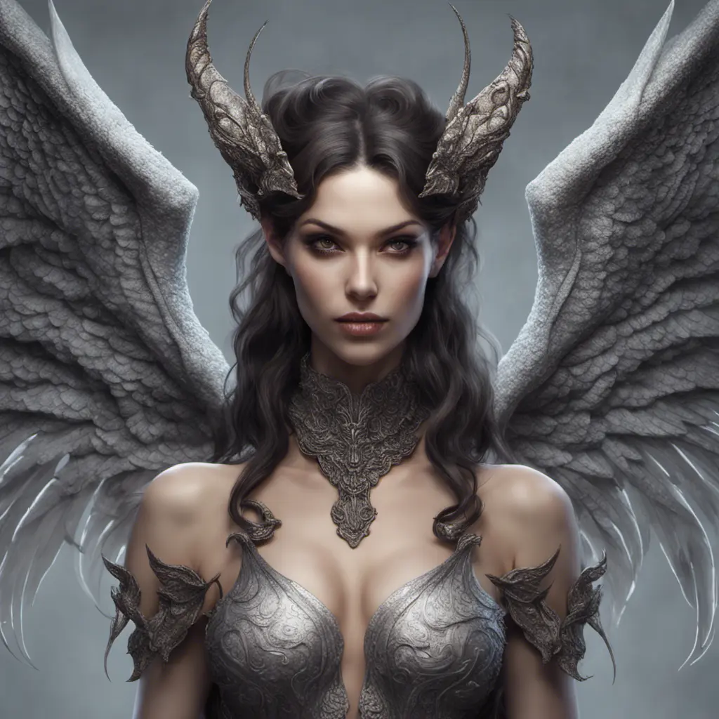 Alluring highly detailed matte portrait of a beautiful winged succubus in the style of Stefan Kostic, 8k, High Definition, Highly Detailed, Intricate, Half Body, Realistic, Sharp Focus, Fantasy, Elegant