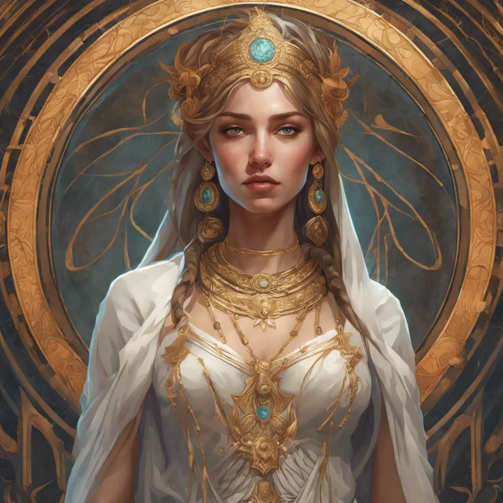 Full body portrait of a beautiful priestess goddess, 8k, Highly Detailed, Intricate, Artstation, Symmetry, Pretty Face, Digital Painting, Illustration, Sharp Focus, Smooth, Concept Art, Elegant by Stanley Artgerm Lau, Alphonse Mucha, Greg Rutkowski