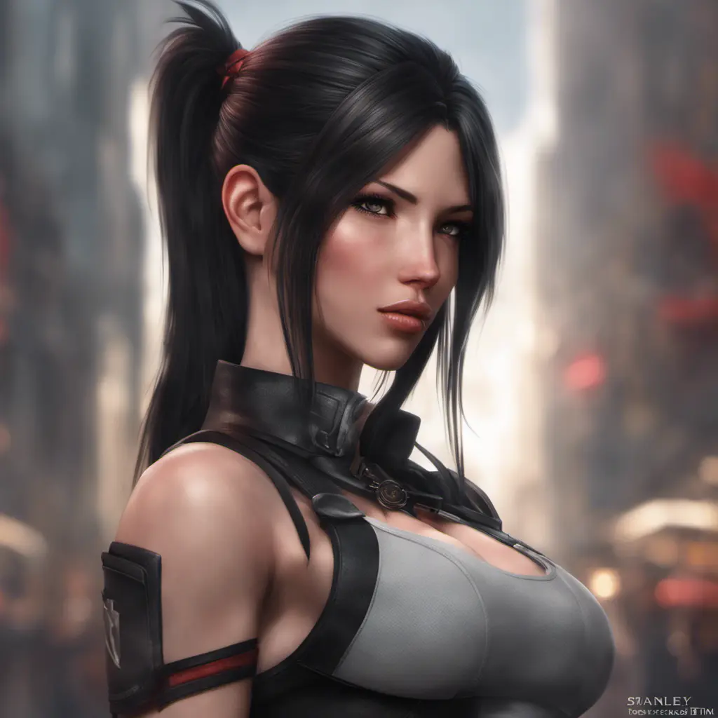 Alluring matte portrait of a beautiful Tifa Lockhart, 8k, Highly Detailed, Intricate, Half Body, Realistic, Sharp Focus, Volumetric Lighting, Fantasy, Elegant by Stanley Artgerm Lau, WLOP