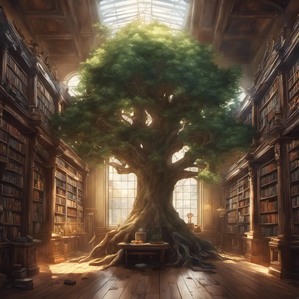 A beautiful giant tree growing in the middle of an ancient victorian library indoors. a door is embedded in the tree, 4k resolution, Hyper Detailed, Pixiv, Trending on Artstation, Vintage Illustration, Hearthstone, Unreal Engine, Volumetric Lighting, Concept Art, Digital Art, Fantasy by Stanley Artgerm Lau, Angela Barrett, WLOP