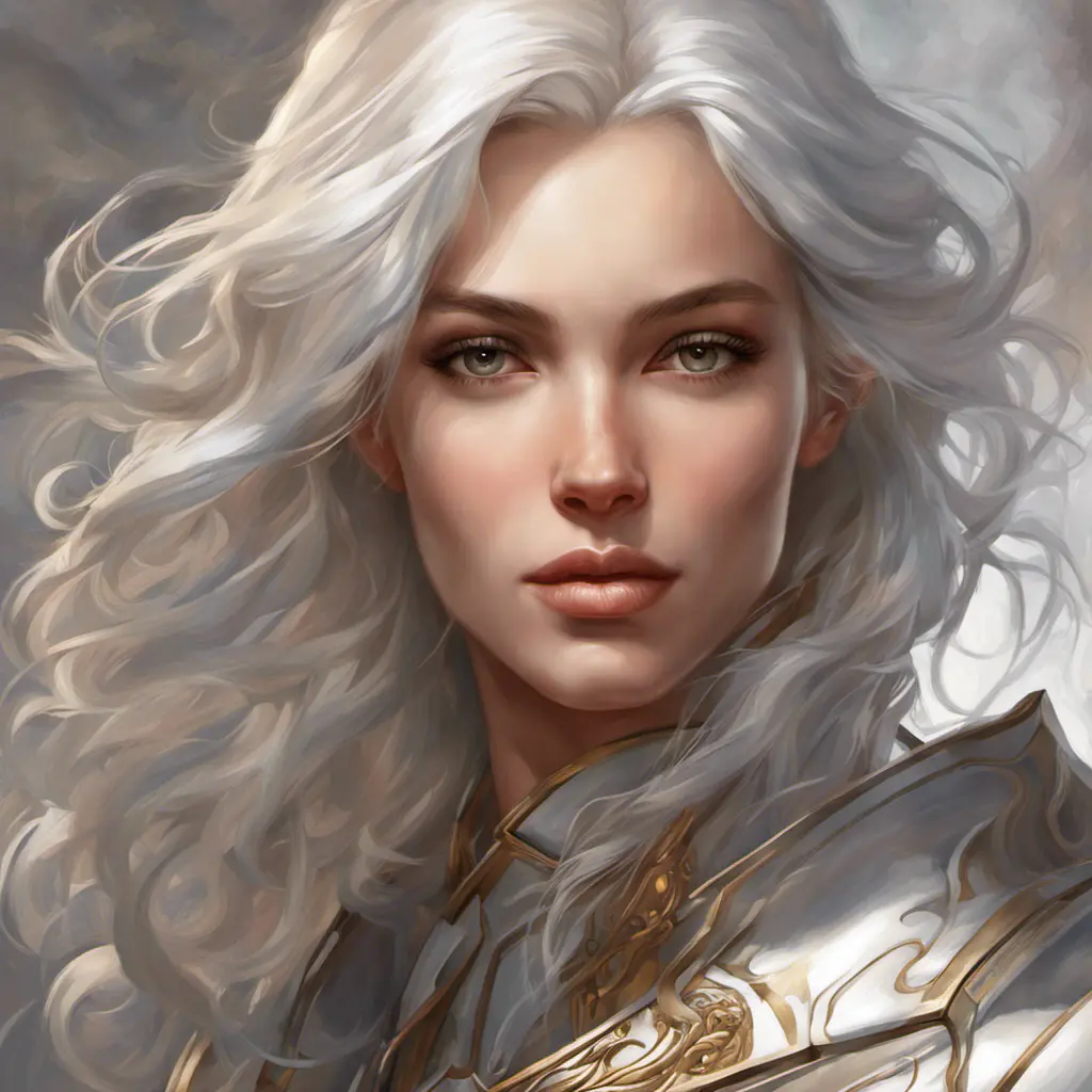 Alluring highly detailed matte portrait of a beautiful white haired paladin girl in the style of Stefan Kostic, 8k, High Definition, Highly Detailed, Intricate, Half Body, Realistic, Sharp Focus, Fantasy, Elegant by Stanley Artgerm Lau, Alphonse Mucha, Greg Rutkowski