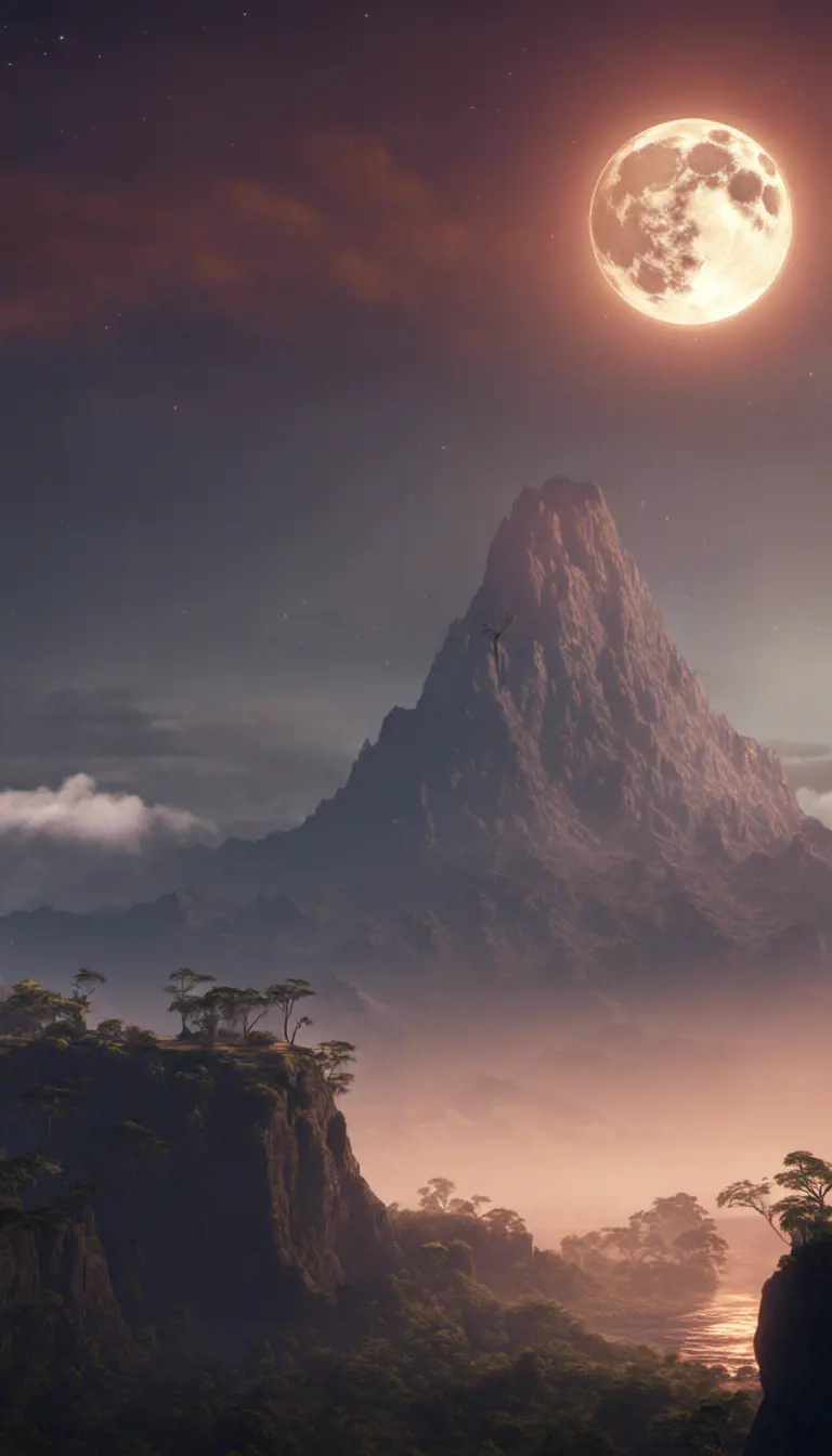 moonrise over the equator, Highly Detailed, Intricate, Cinematic Lighting, Unreal Engine, Radiant, Fantasy