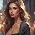 Closeup of a gorgeous female model in the style of stefan kostic, 8k, High Definition, Digital Illustration, Bokeh effect, Photo Realistic, Sharp Focus by Stanley Artgerm Lau